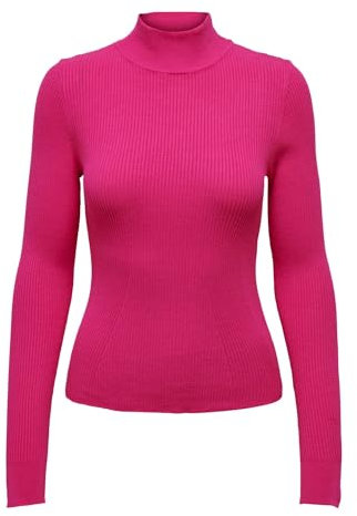 Only Maglia Donna a Costine Collo Alto Fucsia (M)