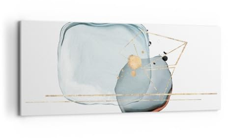 ARTTOR Bilder auf Leinwand 120x50cm Wandbild Abstrakt Pastell - 5359 | UND Fallen Wasser Panorama Groß Wanddekoration Wohnzimmer Schlafzimmer Wanddeko Wand Kunstdruck Wandkunst Wall Decor ARTTOR