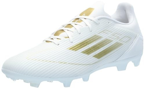 adidas Tenis F50 League Firm/Multi Ground para hombre, Blanco/Dorado Metálico/Blanco, 9 US