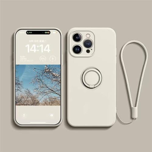 Ykerey Case for iPhone 13 Pro Max Cover with 360 Degree Ring Holder Metal Finger Ring Holder Magnet Car Holder Soft Silicone Shockproof Cover for iPhone 13 Pro Max, White