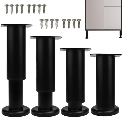SLTAXAR 4 PCS Pied de Meuble Acier Inoxydable Pied de Meuble Reglable de 12 à 18 cm Pieds de Table Acier Pieds de Support pour Meuble Pieds de Support de Lit Pieds de Lit Réglable pour Canapé Chaise