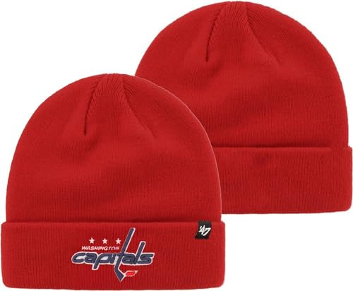 47 NHL Strickmütze für Erwachsene, uni, Primär-Logo, Bündchen für kaltes Wetter, Einheitsgröße, Washington Capitals Red, Einheitsgr��e