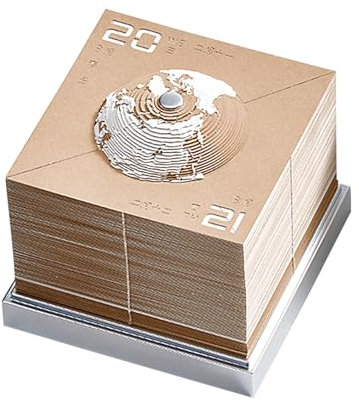 Schreibtischkalender, Erdkalender, 3D-Erd-Papierschnitz-Notizbuch, 3D-Kalender 2024, 3D-Modell, handzerrissener Kalender, Ornament, kreative Papierskulptur, dreidimensional, (D)