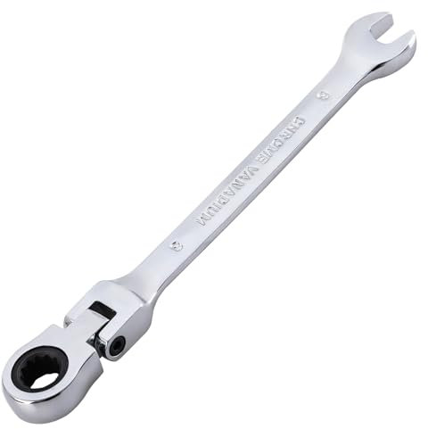 Gedlex 2-In-1 Ratschenschlüssel 8mm, 180° Flexibel Ringschlüssel Ratsche und 15° Maulschlüssel, CV-Stahl Metrischer Schraubenschlüssel, Werkzeug Schlüssel, Abriebfest, Rutschfest, Antifouling
