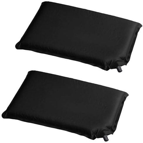 HAC24 2X Sitzkissen Schwarz selbstaufblasend 37 x 28,5 cm Outdoor Camping Kissen Sitzunterlage Stadionkissen