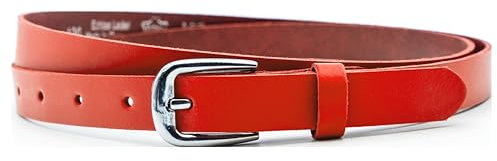 Ab-BELT & BAG 2cm Damen Gürtel aus Leder, Jeans Ledergürtel HRS-03 (Rot, 125cm Gesamtlänge 140cm)
