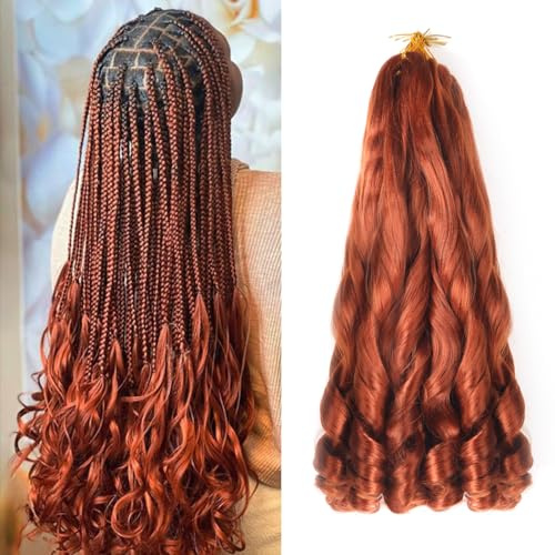 8 Packs French Braiding Hair - Loose Wave Spiral Curly Crochet Braiding Hair for Black Women - Pre Stretched with Curly Ends (16 inch, 350#)