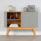Racking Solutions Living Room Storage Cabinet with Sliding Doors, 800mm H x 1100mm W x 400mm D, Light Grey Finish, Bamboo Legs