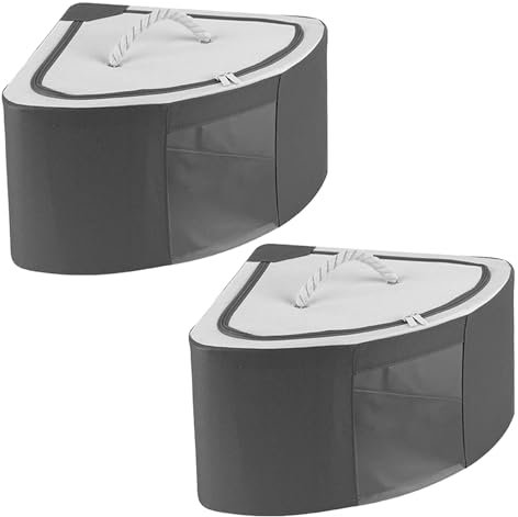 2 Stück Eckkörbe, Dreieckige Aufbewahrung, Fächerförmige Aufbewahrungsbox mit Deckel und Griff, Faltbare Aufbewahrungskörbe, Wasserdichte Oxford-Würfelboxen, Aufbewahrungsbehälter(Dunkelgrau-L)