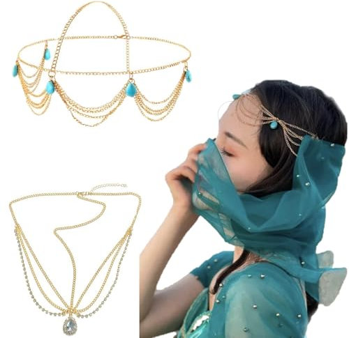 Chaîne Tête,2 pcs Chaine de tête en Or Boho Bandeau Cheveux Femme Fille Doré Bohème Bijoux Chaîne Tête Accessoires de Bande de Cheveux pour Femmes et Filles Festival