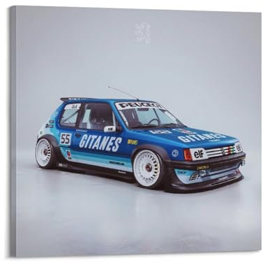 FYUER WRC Rallye-Renn-Poster 205 GTI, Vintage-Rennwagen, dekoratives Gemälde, Leinwand, Wandkunstwerk, Bild, 40 x 40 cm
