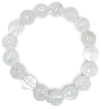 Bracelet en quartz blanc naturel avec perles extensibles de l'Himalaya, unisexe, rond, pierre précieuse de guérison, bracelet réglable de 14 mm, W4-12