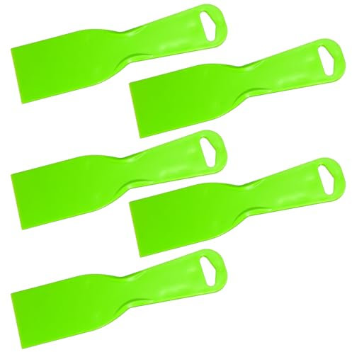 5 PCS Plastic Putty Knife, Small Plastic Putty Scraper Tool Flexible Spackle Filler Knife Disposable Spreader for Taping Drywall Wall Painting Decals Paper Patching Scraping Coating (Green, 7×2 Inch)