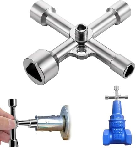 Dreikantschlüssel,Dreikantschlüssel Universal 4 Wege,5 Size Innenmaß 7mm/10mm/12mm/13mm/18mm Dreieck Schlüssel,Dreikantschlüssel Für Absperrpfosten,Elektrische Wasser Gas Meter Box Schrank Öffnen