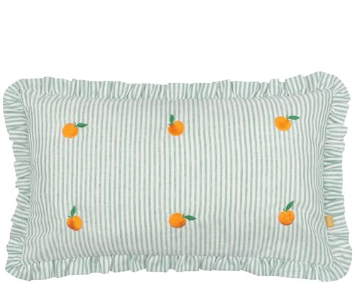furn. Les Fruites Embroidered Ruffle Polyester Filled Cushion - Oranges - 30x50cm