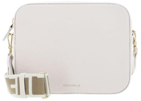 Coccinelle Leder Umhängetasche Tebe Crossover Bag Blanco creme