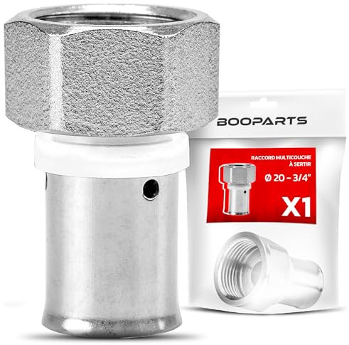 BOOPARTS - raccord multicouche 20 - F3/4 (20/27) a sertir contour TH - accouplement multicouche droit femelle (ecrou fixe) - raccord plomberie pour tube multicouche 20
