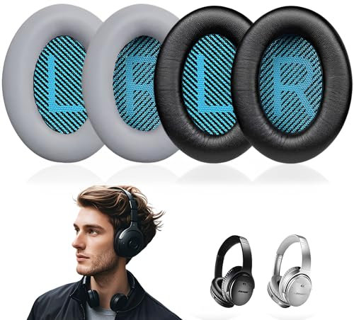 XSQD 2 Pairs Replacement Earpads for Head Mounted Headphones, Soundproof Headphone Covers, Breathable Memory Sponge Headphone Ear Pads, Full Surround Without Sound Leakage, Quiet Enjoy Music