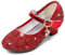 Cheerful Mario 5-10 Years Kids Girls Mary Jane Princess Court Shoes Sparkly Glitter Wedding Party Red 12 UK Child