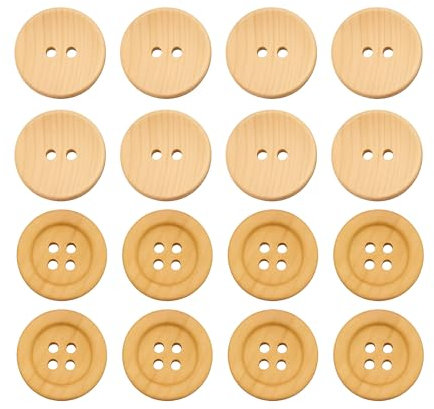 16 Stück hübsche Holz Knöpfe 4 Loch echt Olivenholz mit natürlicher Maserung Holzknopf ，Unbehandelt und Nicht Lackiert, Ideal für Näharbeiten und Bastelprojekte