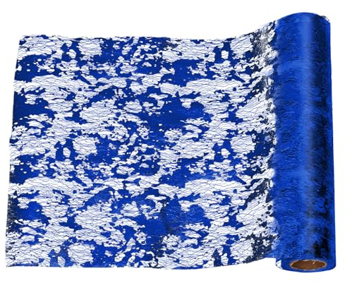 Mardatt 1 rouleau de chemin de table métallique à paillettes – Rouleau de chemin de table rectangulaire en maille fine scintillante pour mariage, Noël, fête, bricolage, décoration d'intérieur (bleu