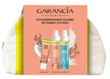 GARANCIA | Trousse solaire format voyage vos indispensables solaires | Fluide Incroyable Douceur Invisible | SPF50+Lait Solaire Douceur Invisible SPF50+ | Brume Lactée Fraicheur après-solaire | France