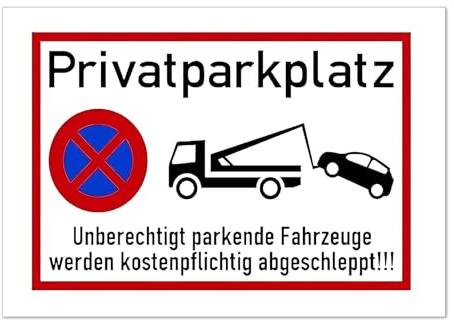 KAIYAYA Privatparkplatz Schild 30x20 cm,Alu Parkverbotsschild mit Abschleppkosten bei Fremdparken Wetterfestes Privatgrundstück Schilder Parken Verboten für Garage,Hof,Einfahrt