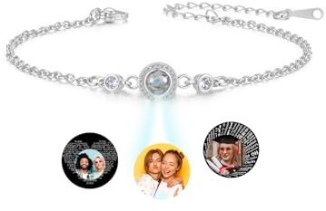 Jovivi Personalisierte Armband Foto Armbänder Zirkon Projektion Armband mit Foto Bild Fotoarmband Partner Paar Armkette Personalisierte Geschenke für Frauen Freundin Geburtstag Valentinstag