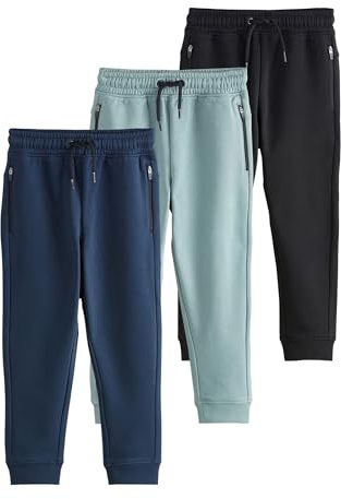 NEXT Jungen Slim Fit Jogginghosen mit Reißverschluss, 3er-Pack 98-176