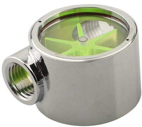 Vibsky Wassergekühlter Durchflussmesser für PC Kühlsysteme, G1/4 Gewinde, Messing & Acryl mit 5 Laufrädern Anzeige, Silber