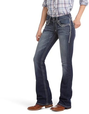 ARIAT Women’s Mid Rise Stretch Entwined Boot Cut Jean Marine