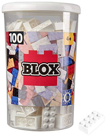 Simba 104118915 - Blox, 100 weiße Bausteine für Kinder ab 3 Jahren, 8er Steine, inklusive Dose, hohe Qualität, vollkompatibel mit vielen Anderen Herstellern