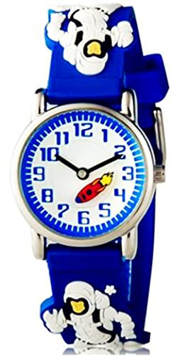 Mixe Girls Boys 3D Cartoon Silicone Sports Wristwatches (Rocket & Astronaut)