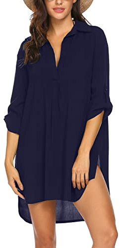 UNibelle Strandkleid Damen Sommer Bikini Cover Up Strandponcho Bademode Strand Vertuschen Shirt Sommerkleid