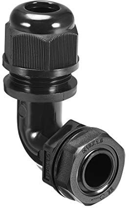 sourcing map M16 Kabelverschraubung, 90 Grad Wasserdichte Verbindung aus Nylon für 6mm-10mm Durchmesser Kabel Draht