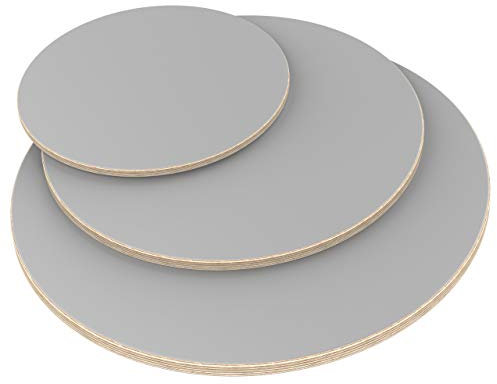 AUPROTEC Plateau de Table 18mm rond Ø 300 mm gris Contreplaqué revêtu en mélamine 20cm-148cm au choix Panneau de Contreplaqué en Bouleau
