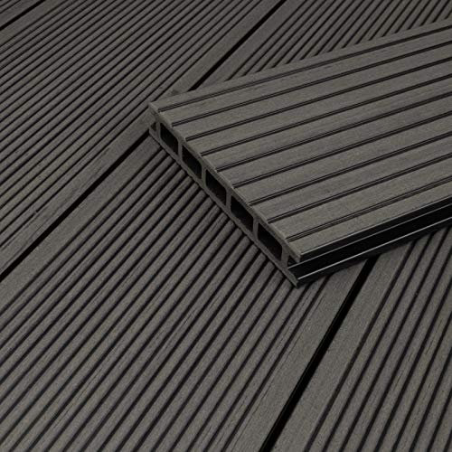 HORI® WPC-Terrassendiele Malta Grau Hohlkammer I Komplettset inkl. 40x60 mm Unterkonstruktion & Clips I Fläche: 40 m² I 2,30 m Dielenlänge