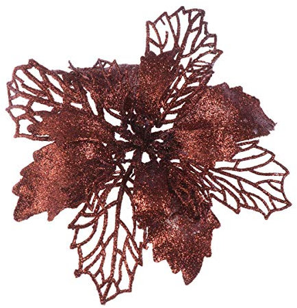 12 STK Künstliche Poinsettia Weihnachtsstern Blumen Kaffee Baumschmuck Poinsettia Glitzer Weihnachten Kunstblumen Weihnachtsdekoration Hochzeit Festival Weihnachten Party Deko