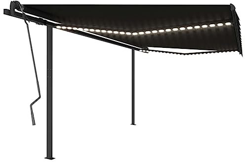vidaXL Markise Automatisch mit LED Windsensor Gelenkarmmarkise Sonnenmarkise Balkonmarkise Sonnenschutz Sichtschutz Terrasse Garten 4x3,5m Anthrazit