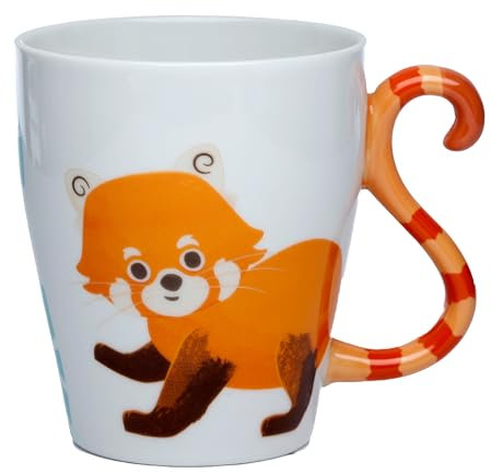 Puckator Red Panda Zooniverse Ceramic Tail Shaped Handle Tea Coffee Mug Funny Home Accessories Cute Gifts for Girlfriend Large Mugs for Men Women Hot Drinks Cups Presents Secret Santa Gift Cup Set
