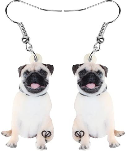 Niedlich Mops Ohrringe baumeln Haustier Hund Ornamente Schmuck für Frauen Mädchen Charme Geschenk (Spitze)