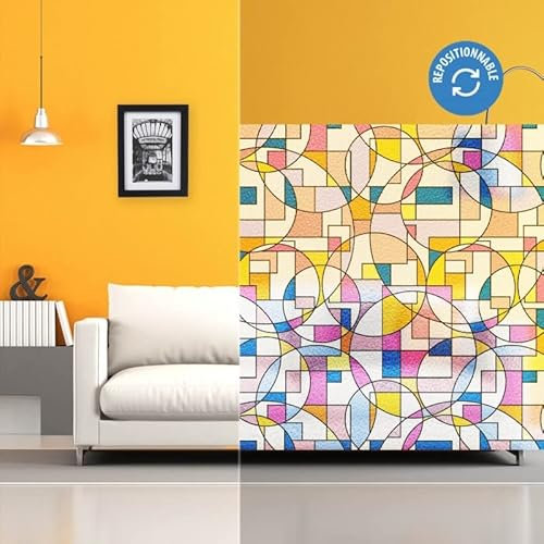 DIMEXACT - Film repositionnable à Motifs géométriques colorés - 120 cm x 1 m - en Rouleau