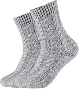 Camano Damen Kuschelsocken Flauschig Warm Damen Zopfmuster Norweger Winter 2er Pack