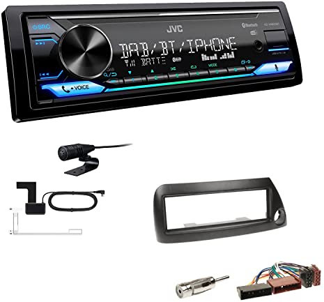 JVC KD-X482DBT 1-DIN Autoradio Media Receiver Digitalradio DAB+ Bluetooth Amazon Alexa USB Einbauset passend für Ford KA 1996-2008 schwarz