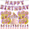 32 Pcs Prinzessin Geburtstag Luftballons, Geburtstagsdeko, Themen Party Dekorationen Happy Birthday Banner Cake Topper für Partyzubehör