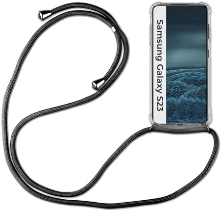 Hülle Kompatibel mit Samsung Galaxy S23 | Handykette Smartphone Halskette Hülle mit Band | Handyhülle mit Kordel zum Umhängen Kompatibel für Galaxy S23 | Schwarz