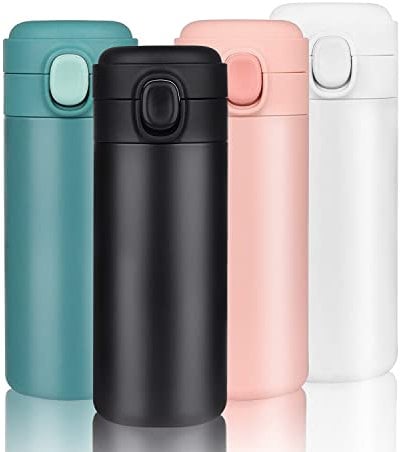 YINJAM 350ml Travel Mug Reusable Coffee Cup Insulated Thermal Mug Stainless Steel Leakproof Flask Tumbler for Hot Cold Drinks (Black)