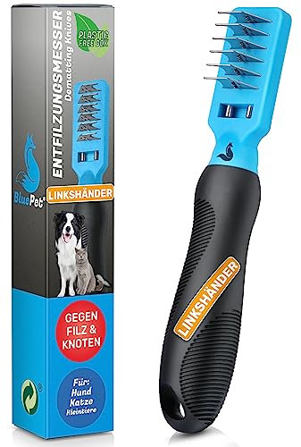 BluePet Peigne à Démêler Professionnel pour Chien et Chat, Brosse Démêlant pour Animaux à Poils Longs, Coupe Les nœuds et Le Boule de Poil, Démêleur de Pelage, Élimine Nœuds et Feutrage