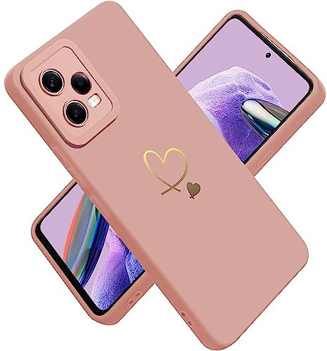 Paitech Handyhülle für Xiaomi Redmi Note 12 Pro 5G Hülle, Ultra Dünn Weiche TPU Silikon Case Stoßfeste Schutzhülle Kameraschutz mit Niedliche Gold Love Herz Muster Xiaomi Poco X5 Pro 5G Hülle, Rosa