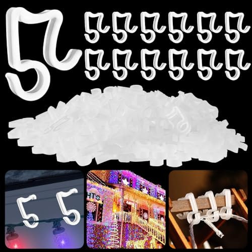 LIMITADA 150 Stücke Dachrinnenhaken für Lichterketten Dachrinnenhaken Gedreht Weihnachtslicht Clip Dachrinnen Haken zum Aufhängen Mini Dachrinnenhalter für Weihnachtsbeleuchtung (white/150)